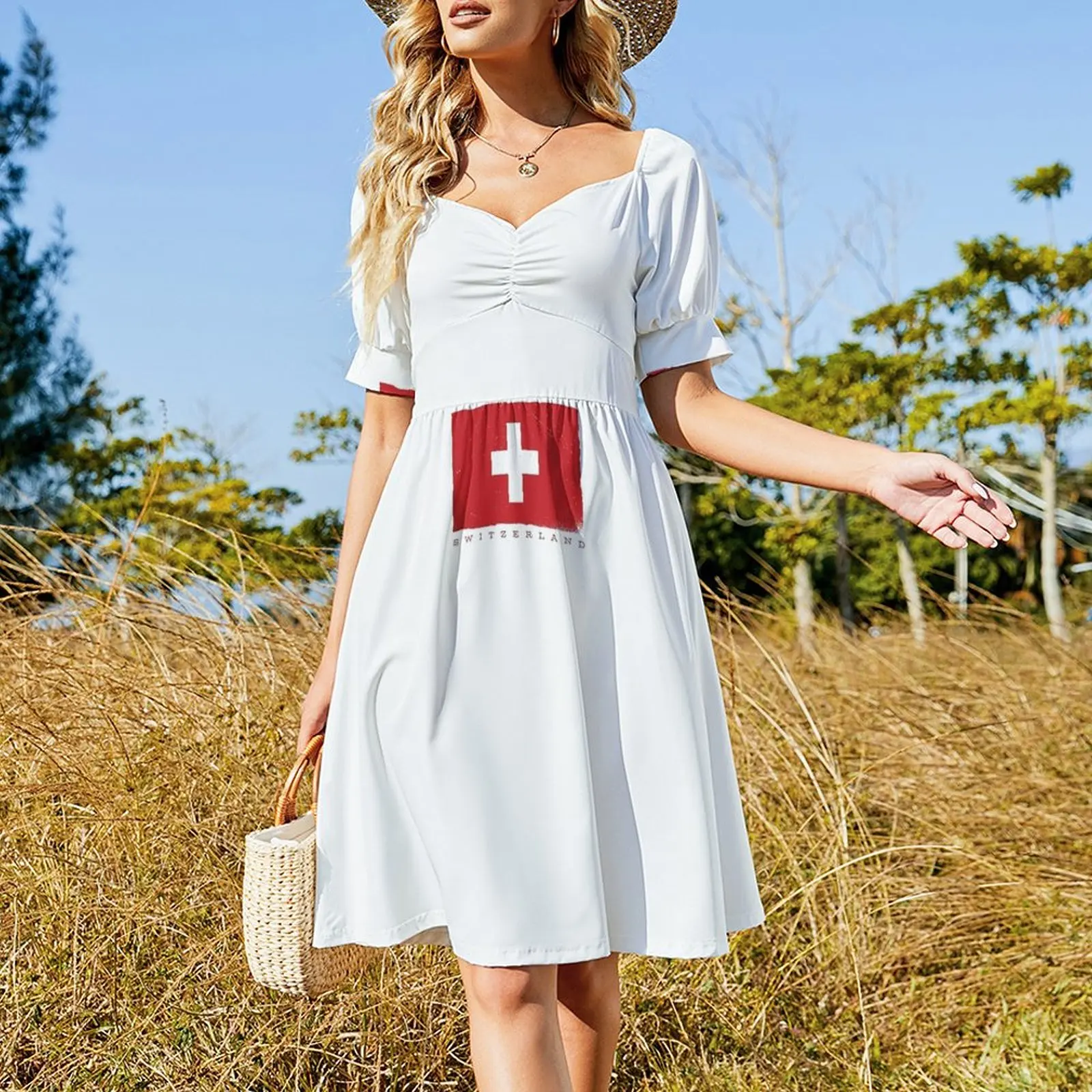 Swiss flag, Switzerland flag Short Sleeved Dress Woman dresses luxury evening dresses for women 2025 elegant dress Dress