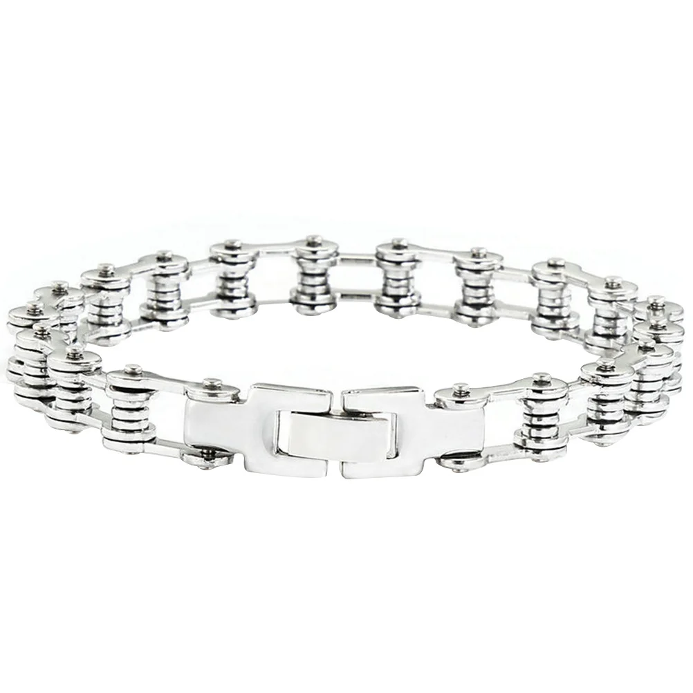 

Punk Stainless Steel Bracelet Silver Durable Modern Patterned Design Men Boys Father Gifts Stainless Steel Bracelet