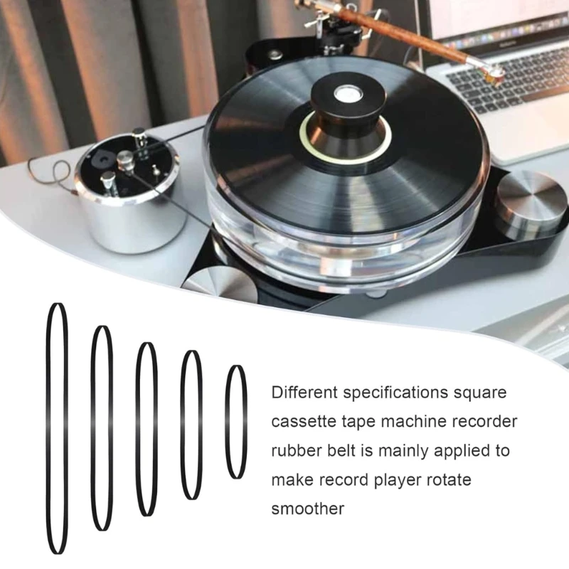 10Pcs Turntable Belt 5mm Record Player Belt Replacement Turntable Phono Tape Belt for Record Player Accessories