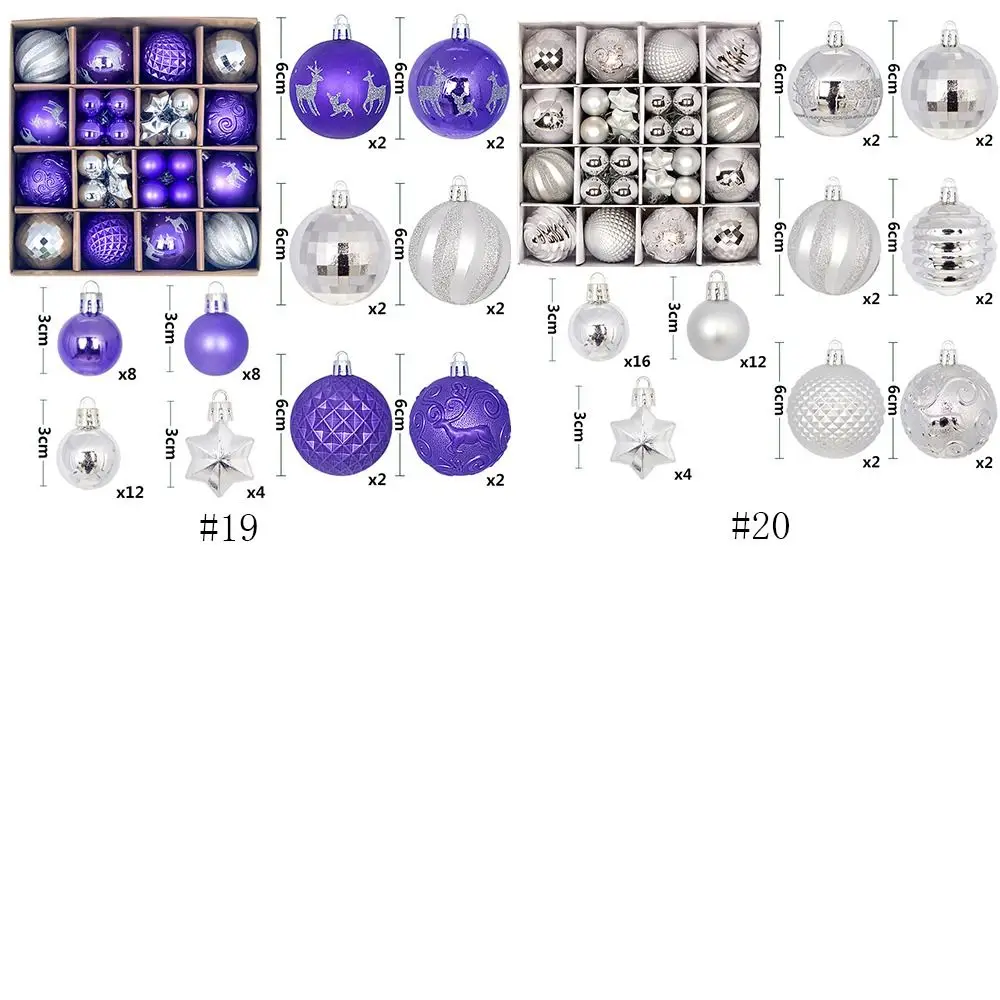 Boules de noël en plastique incassables, 44 pièces, avec boucle de suspension, boule pendentif de noël réutilisable 3-6cm, décoration d'arbre de noël