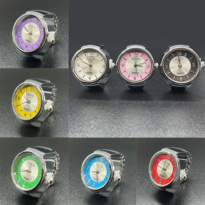 Steel Fun Vintage Punk Quartz Finger Watches Ring for Women&Men Goth Clock Pocket Ring Digital Watch Elastic Stretchy Rings Gift