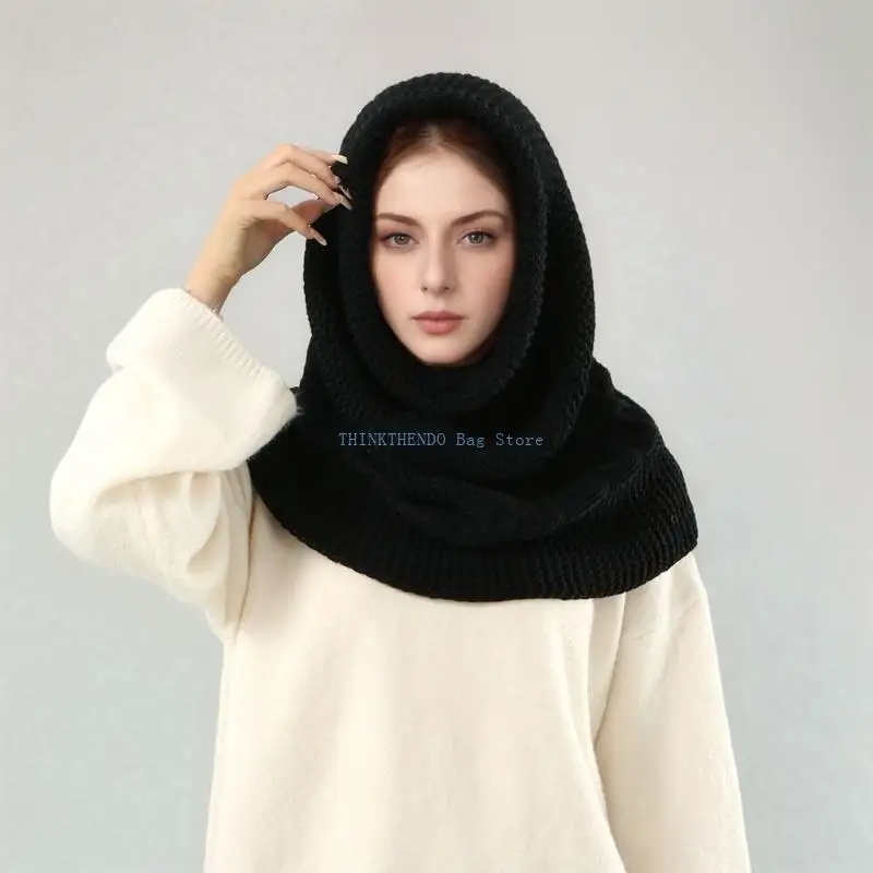 340D Stylish Knit Scarf Neck Shawl Cold Weather Skin Friendly Hat Neckerchief Feature for Daily Outfits