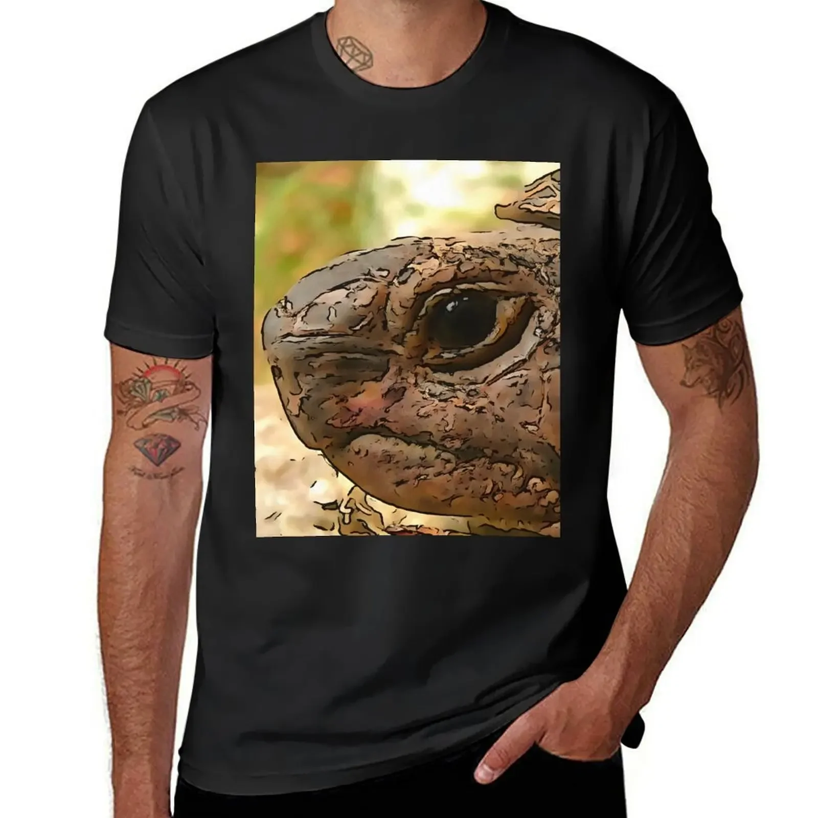 Close Up Side Portrait Of A Turkish Tortoise T-Shirt anime stuff plus size tops mens graphic t-shirts