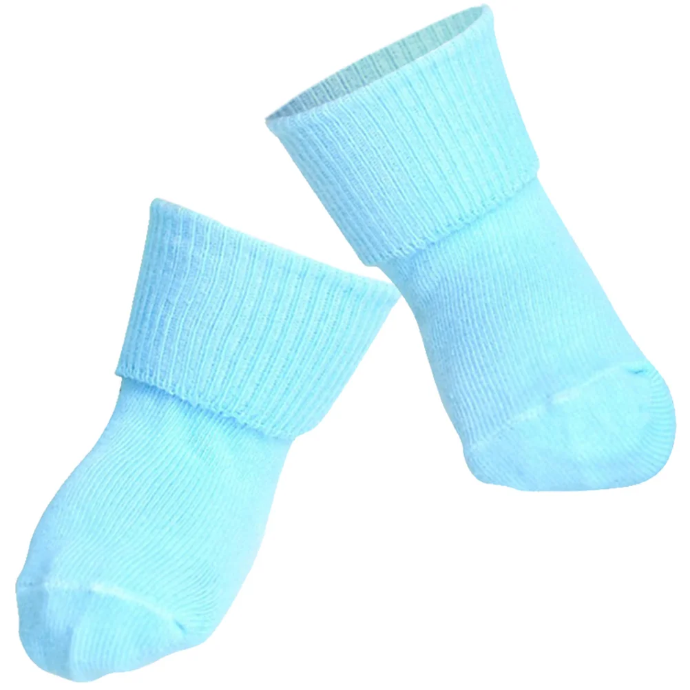 

Non-Slip Turn Cuff For Cotton Anti-Slip Infant Socks Breathable Socks For Toddler 1-3 Years Sky Blue