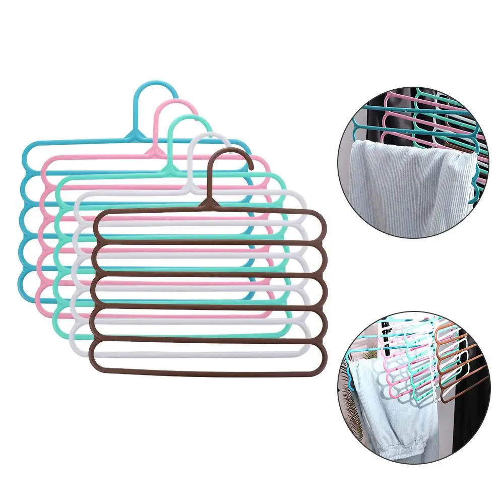 colored Household Trousers Scarf Storage Multilayer 5 Layers Storage Rack Pants Hangers Clothes Hanger Trousers Hanger