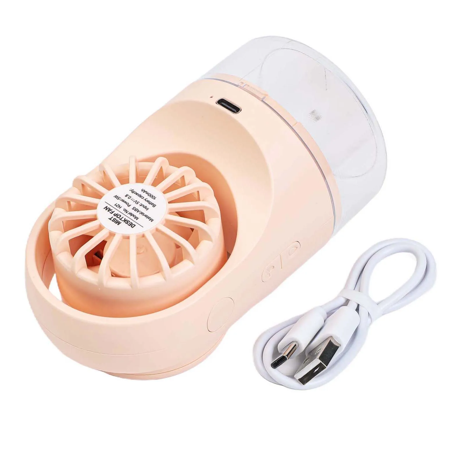 Rechargeable Portable Cooling Fan with Water Mist Function USB Charging and Foldable Design for Desk and Travel Cooling