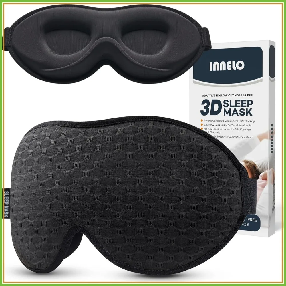 

100% Light Blocking 3D Sleep Mask for Side Sleepers, No Eye Pressure, Soft & Comfortable for Travel, Nap, Yoga