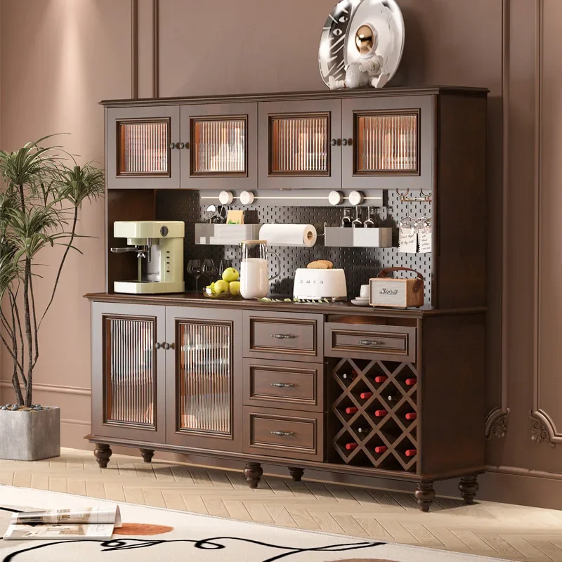 

American-Style Solid Wood Wire-Wrap Board Sideboard Living Room Multi-Functional Storage Tea Cabinet Wine 1
