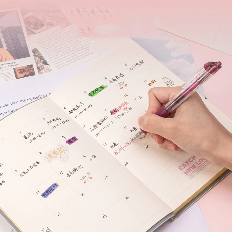 Deli Candy Color Gel Pen 12Pc/Set 0.5mm Learning Classification Mark Signature Pen Birthday Gifts For Children kawaii Stationery