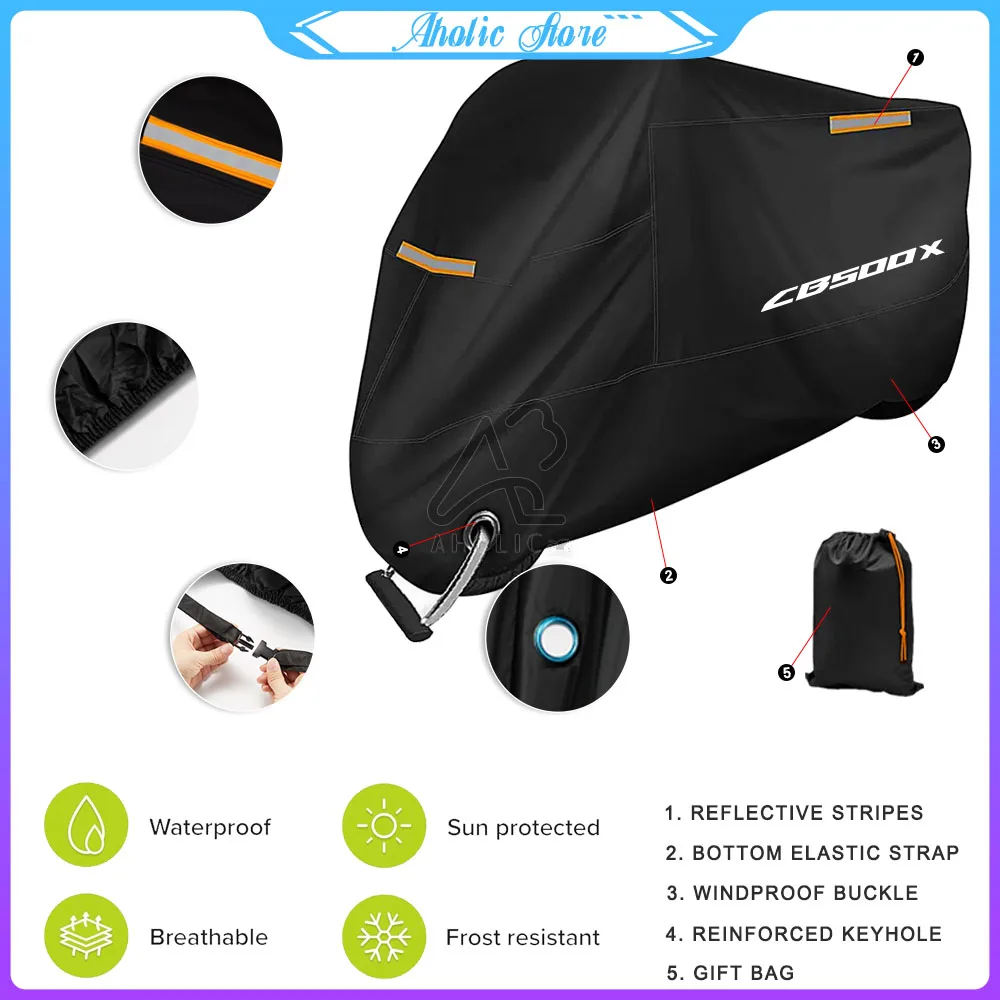 Motorcycle Cover All Season Universal Dustproof Snowproof Outdoor for CB500X CB 500X CB500 X 2017-2021 2020 2019 2018