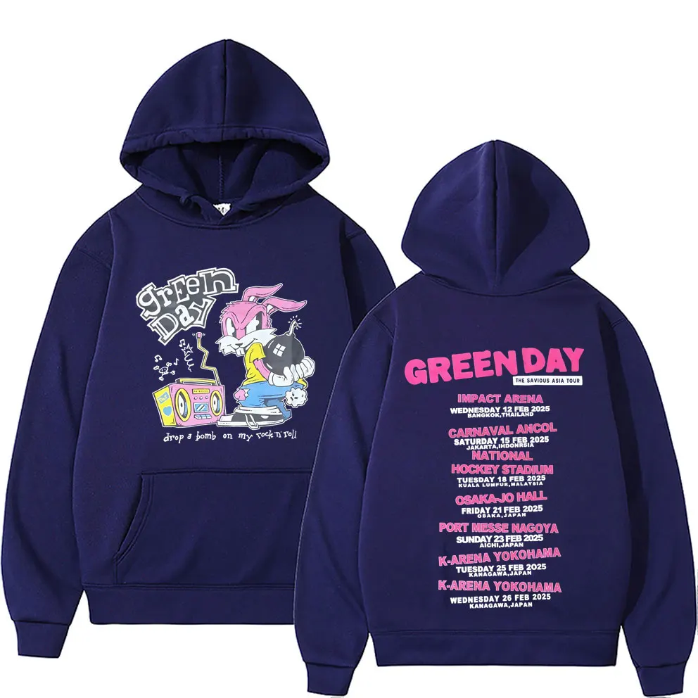 Punk Band Green Day The Savious Asia Tour Hoodie Men Women Cartoon Rock Oversized Pullover Men's Fashion Fleece Cotton Hoodies