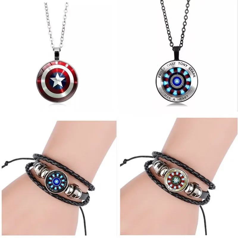 Newest Design Marvel The Avengers 4 Endgame Tony Iron Man Heart Keychain Printed Glass Gem Key Ring Man Boys Birthday Gift