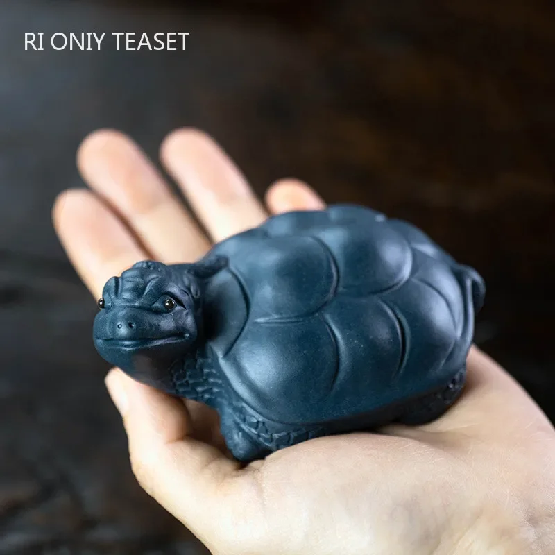 Yixing Purple Clay Sculpture Tea pet Ornaments Dragon Turtle Figurine Crafts Chinese Tea Set Decors Garden Art Exquisite Gifts