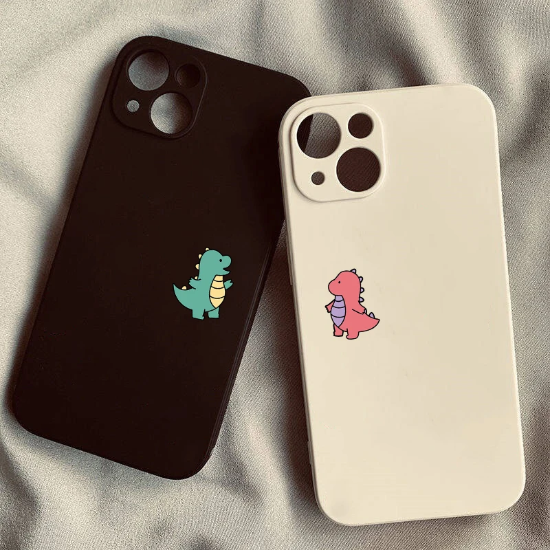 Cute Dinosaur Couple Phone Case for iPhone 18 17 16 15 14 13 12 11 Pro Max Mini X XR 7 8 Plus SE 17E Air Shockproof Cover Fundas