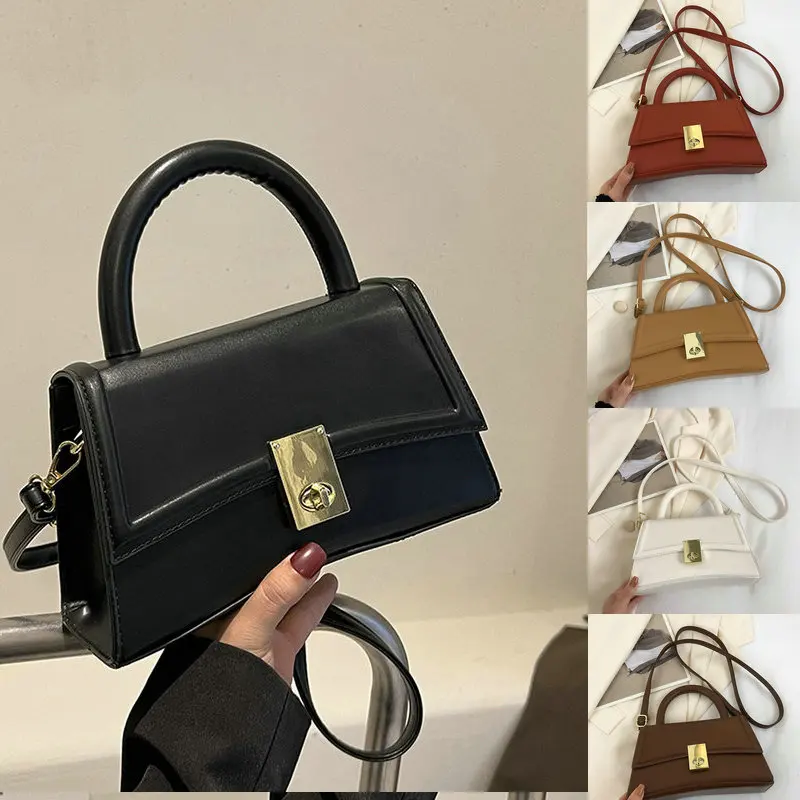 2023 New Women Hourglass Handbags Ladies Casual Personality One-shoulder Messenger Bag Black Brown Plain Weave Small Square Bags