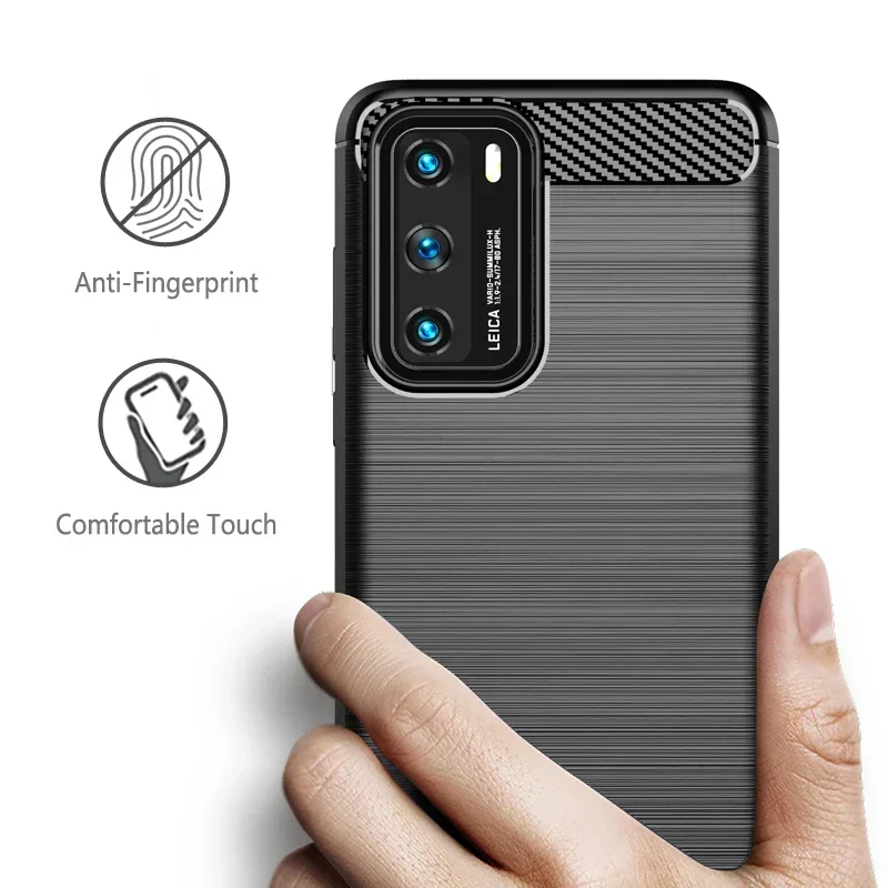 For Huawei P40 Shockproof Cover Soft TPU Silicone Carbon Fiber Brushed Case For HUAWEI P30 P40 Pro Covers