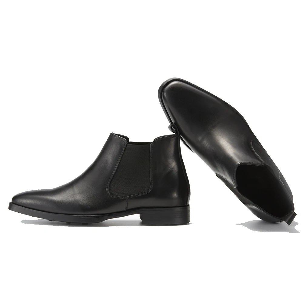 High Quatliy Claf Leather Men's Chelsea Boots Slip on Ankle Boots Motorcycle Genuine Leather Driving Boot Shoes for Men in Stock view 4