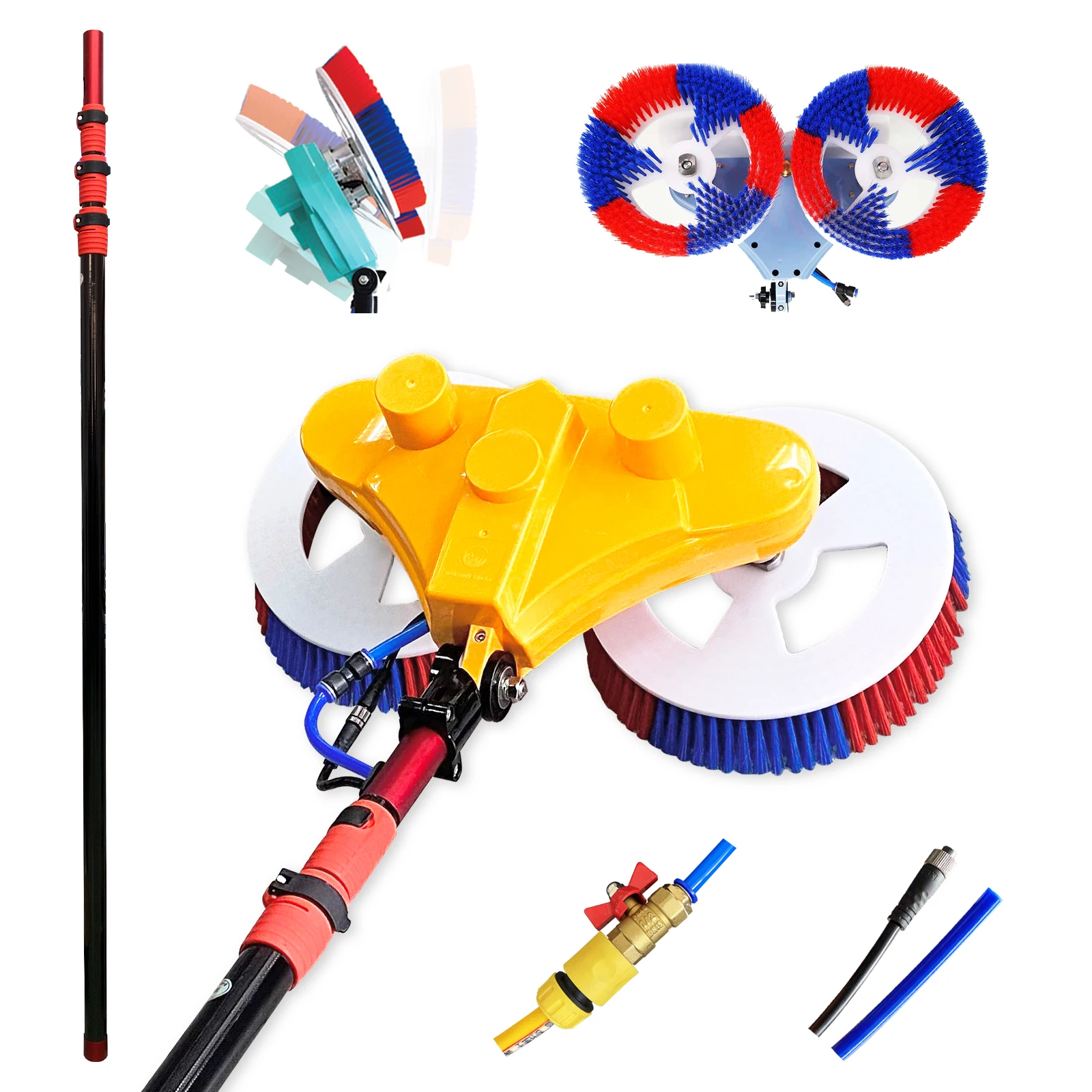 Multifit 5.5m New Design Adjustable Carbon Fiber Telescopic Rod Multi Power Supply Cleaning Brush For Solar Panels/Window Glass
