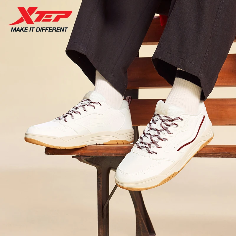 Xtep Skateboarding Shoes For Men 2025 Winter Street Style Leisure Comfortable Lace Up Wear-Resistant Casual Shoes 875419310004