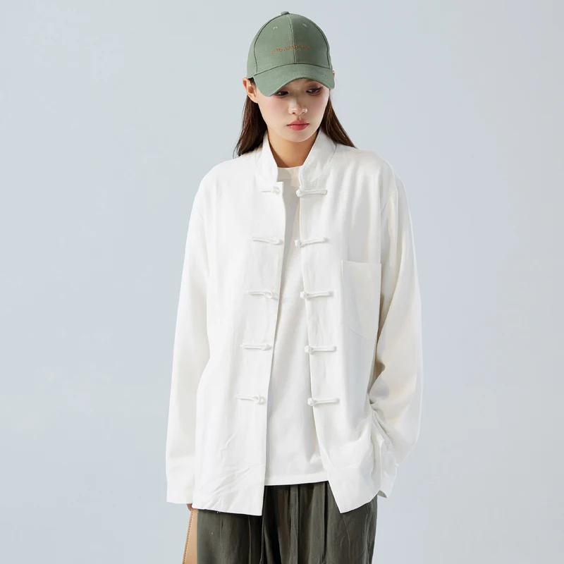 

Новая мужская рубашка в китайском стиле с длинным рукавом, большие размеры, хип-хоп, этнический ретро-стиль, для тай-чи и кунг-фу, осенняя коллекция, с пуговицами