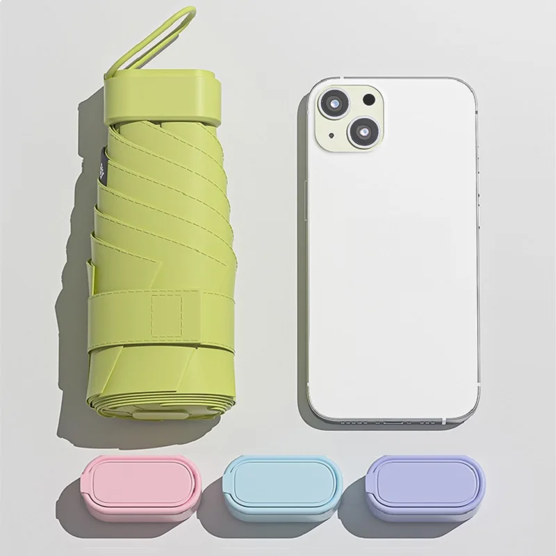 

UPF50+ Mini Folding Umbrella Vinyl Small Sun Shade Umbrella Pocket Rain Travel Umbrella Ultraviolet Protection Capsule Parasol