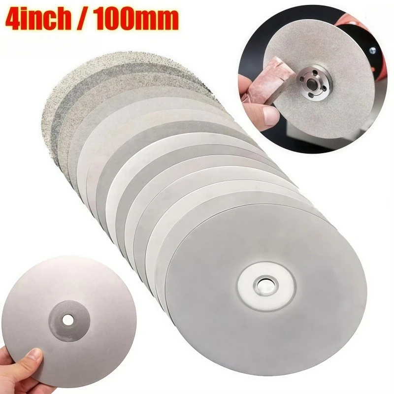 

1Pc 4inch/100mm Diamond Grinding Disc 80-1000Grit Flat Lap Polishing Pad for Gemstone Jewelry Glass Polishing Abrasive Tool