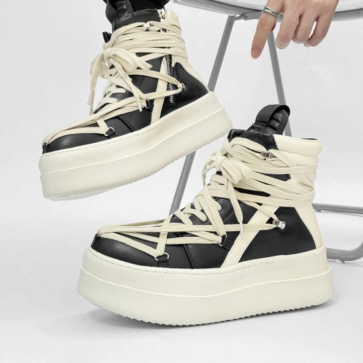 حذاء رجالي منصة عالية أعلى سكيت شخصية حزام تصميم أحذية رياضية زيادة الأحذية الكلاسيكية الرجعية الشارع أحذية رياضية 35-44 #2