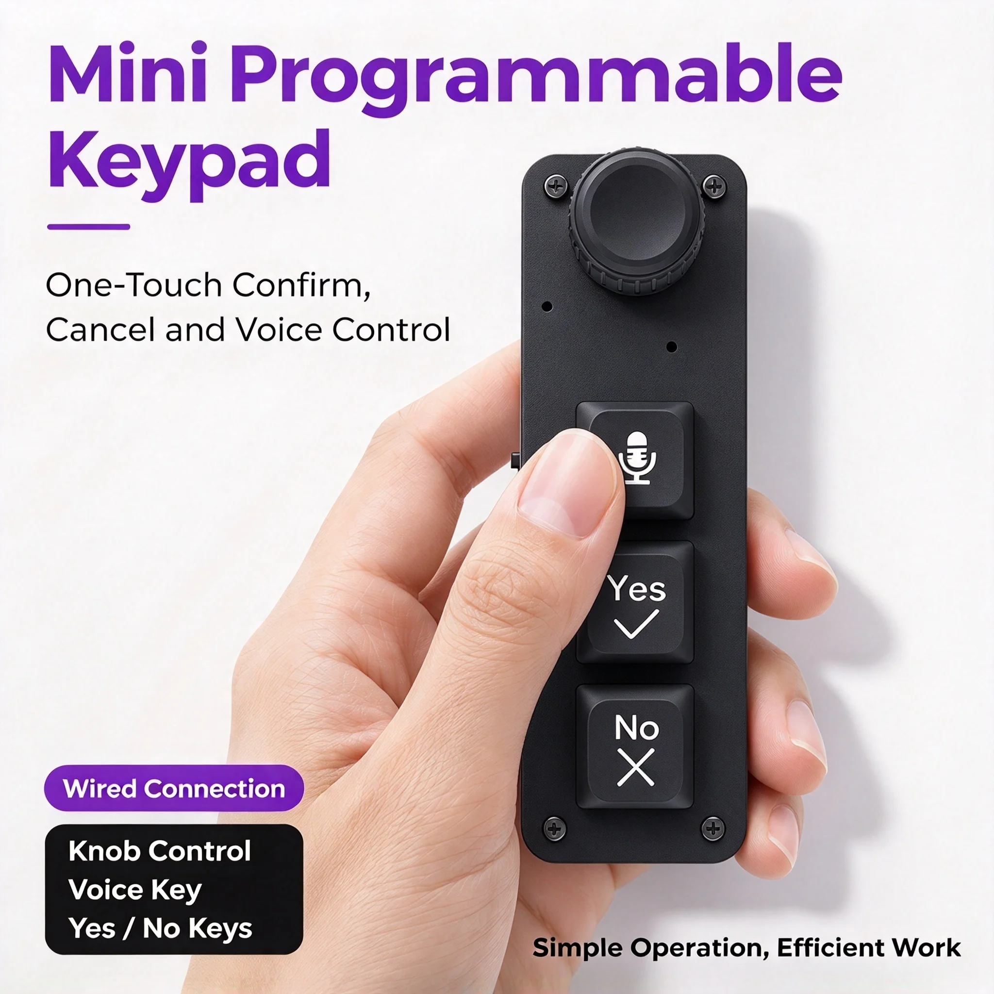 Wired/Wireless 3-Keys AI Voice Programming Mini Portable Keyboard Office Stylish Ergonomic Design Mechanical Mini PC Keyboard