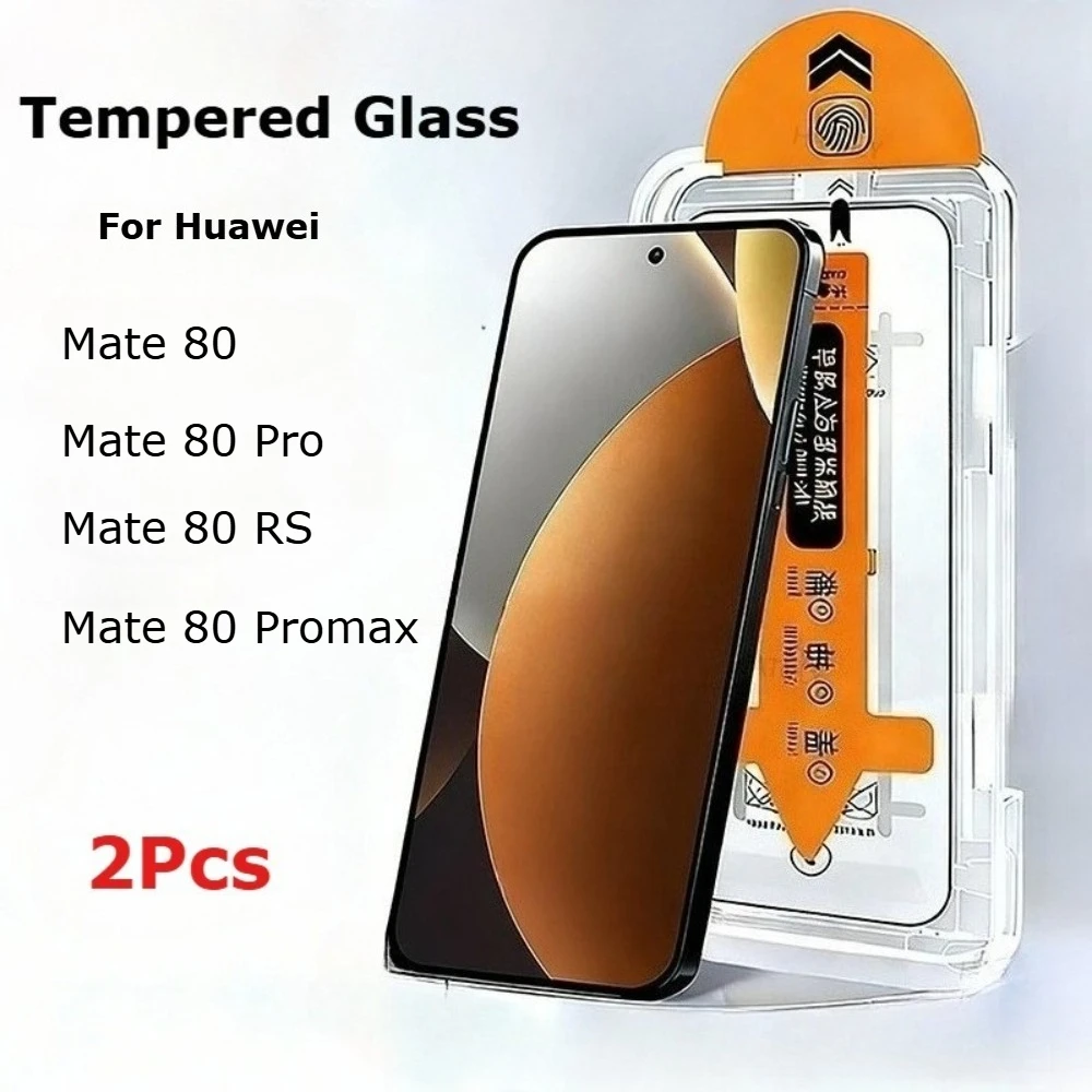 

2 Pcs Tempered Glass For Huawei Mate 80 Pro Max/Mate80 Pro/Mate 80 RS Screen Protectors Featuring Automatic Dust Removal