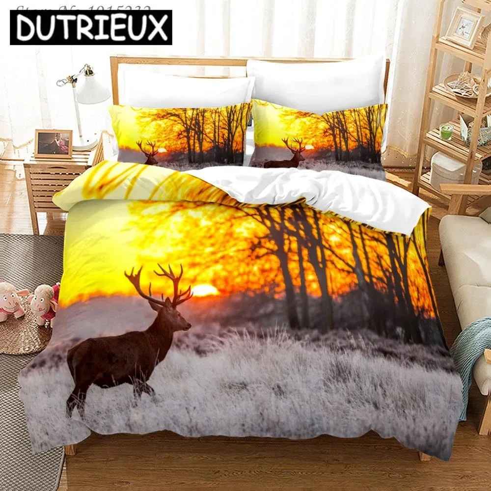 

David's Deer Giraffe 3D Printed Bedding Set Duvet Covers Pillowcases Comforter Bedding Set Bedclothes Bed Linen 02