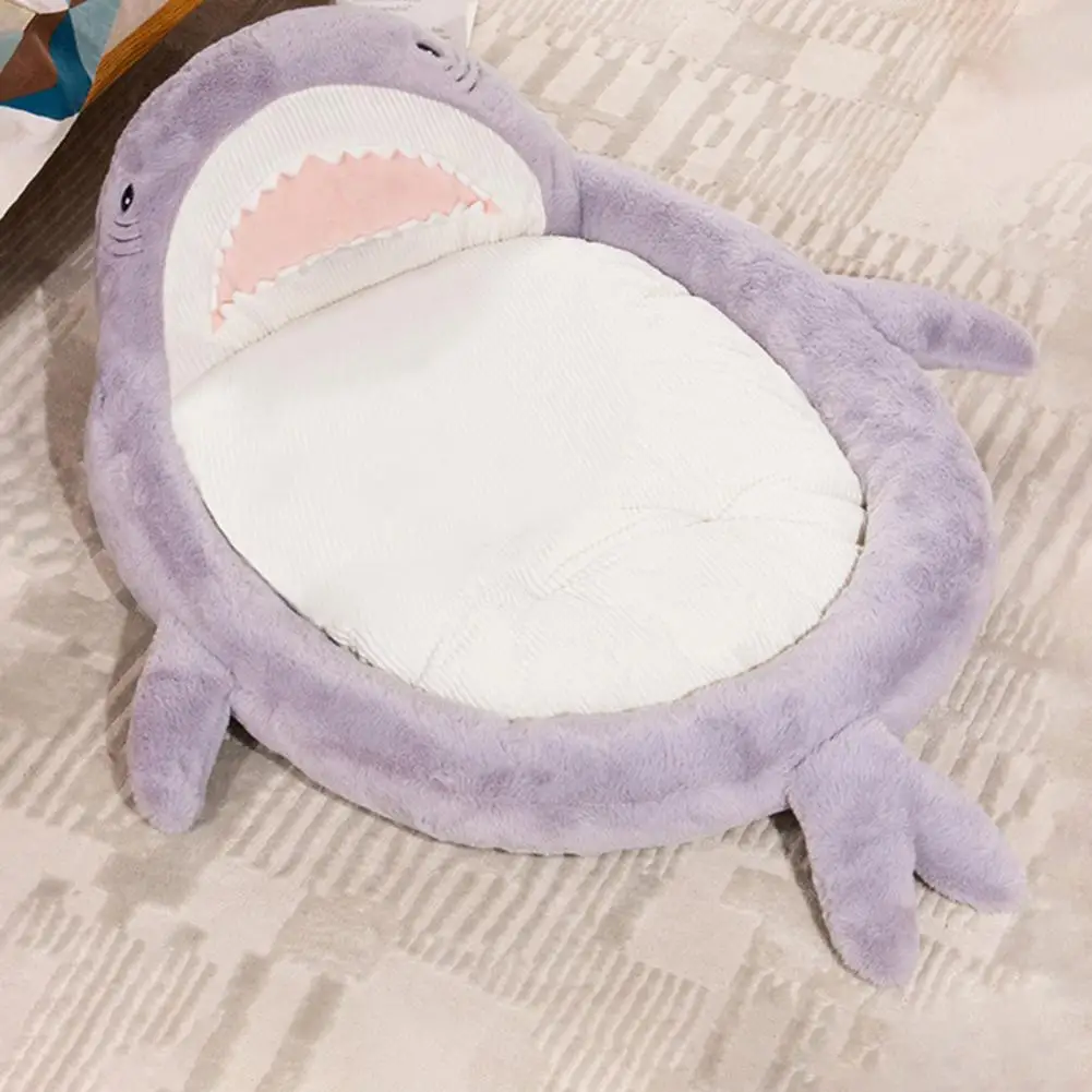 Pet Beds Cartoon Shark Cozy Comfortable With Extra Thick Filling Breathable Super Soft Cotton Large Size Detachable Cat Pet Nest