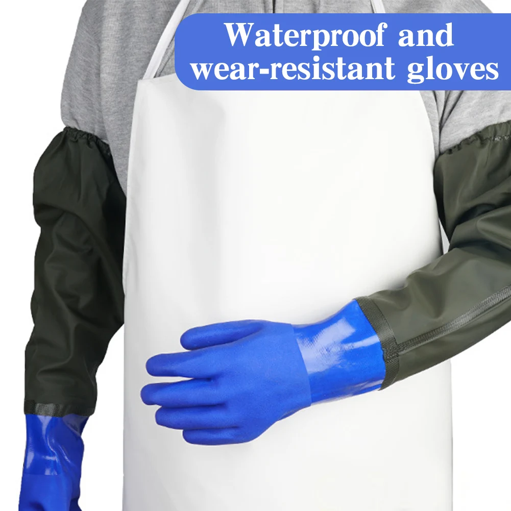 Long Waterproof Drain Cleaning Gloves PVC Reusable Heavy Duty Long Rubber Gloves,Chemical Resistant Gloves