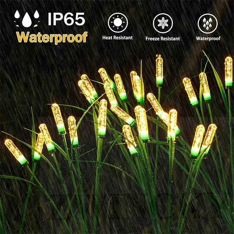 1PCS Solar Firefly Swaying Garden Light Outdoor Waterproof LED Reed Lamp Decoration Landscape Lights For Pond Patio Yard Pathway