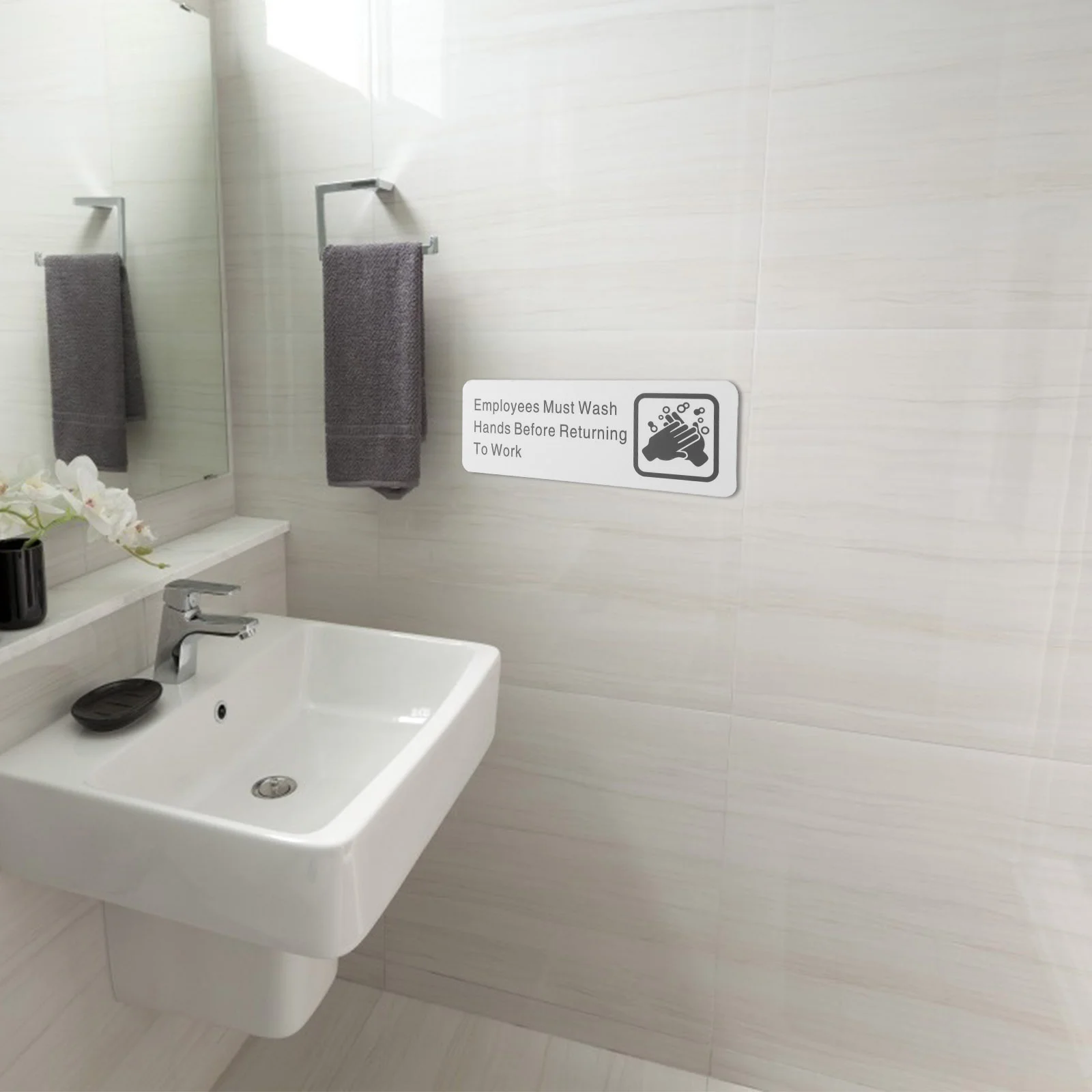 Must Wash Hands Sign Nail Sticker Informative Restaurant Business Signs Employees Signage