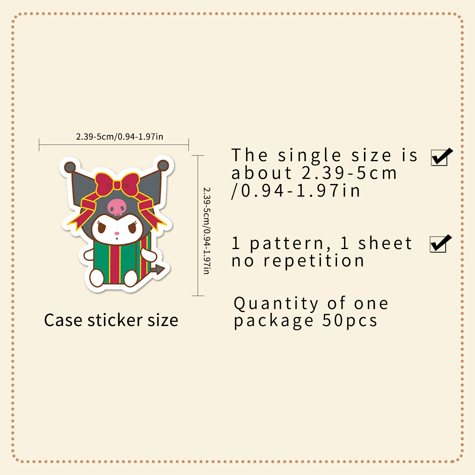 Funny 50 Piece Miniso Sanrio Christmas Sanrio HelloKitty Cinnamoroll Stickers Waterproof Home Decal Stickers