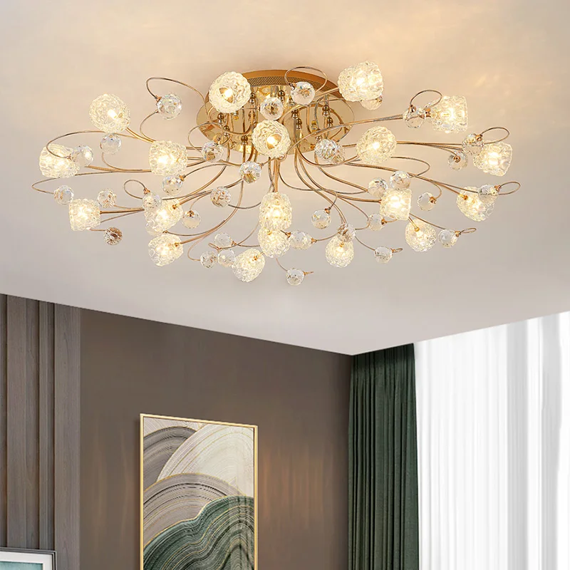

Modern Room LED Crystal Chandelier Living Room Bedroom Kitchen Indoor Lighting G9 Bulb Glossy Ceiling Lamp Factory Direct Sales