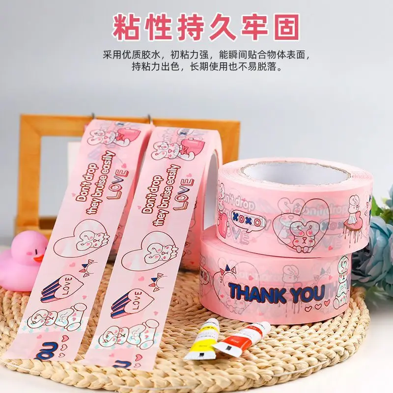 

custom. [Waterproof-Proof] Cute Sealing Tape Little White Rabbit Colorful Courier Packing Tape Sealing Cu