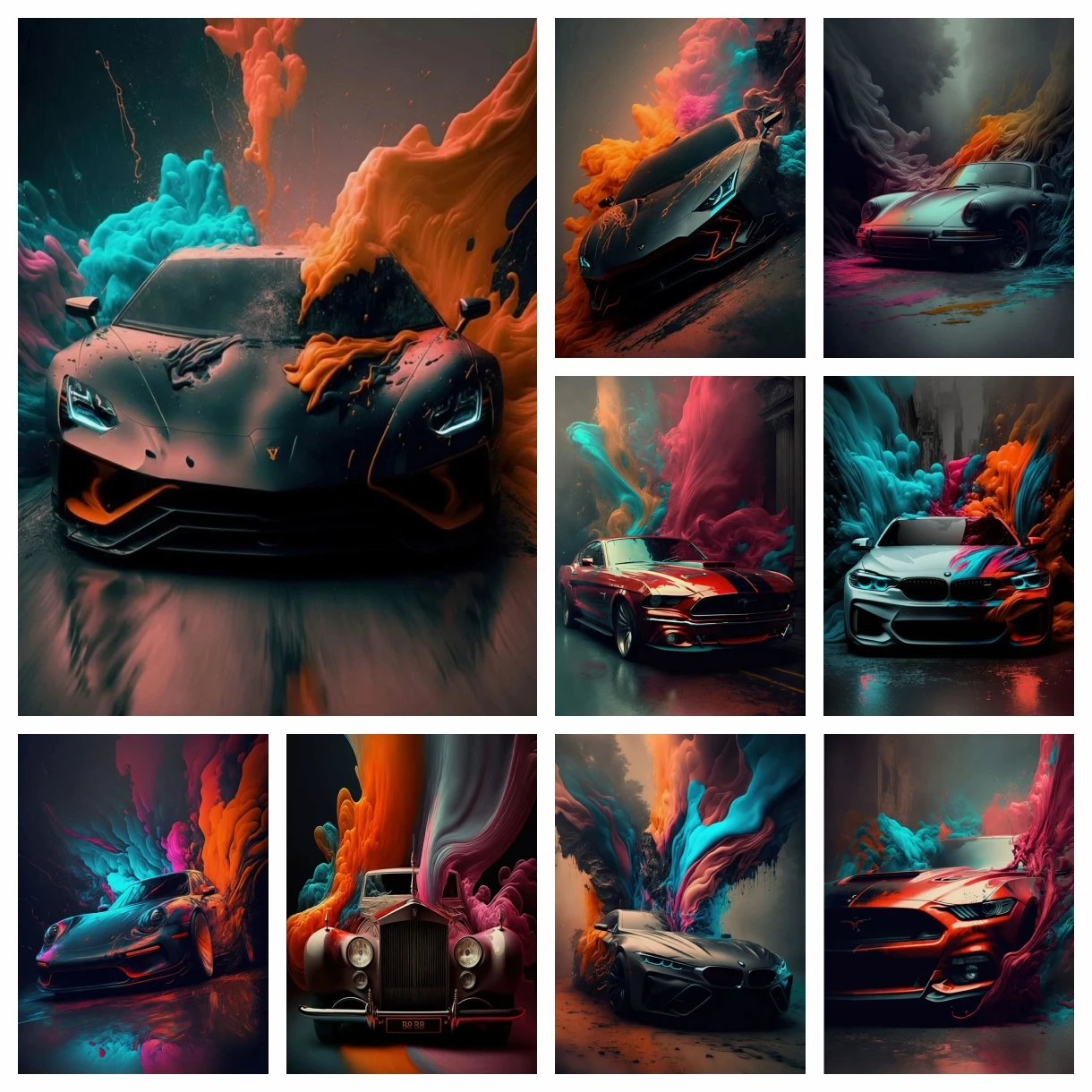 5D DIY Diamantmalerei Kunst Klassische Farbenfrohe Moderne Futuristische Autos Coole Supersportwagen 5D Voll-Mosaik Zimmerdekoration Geschenk für Jungen