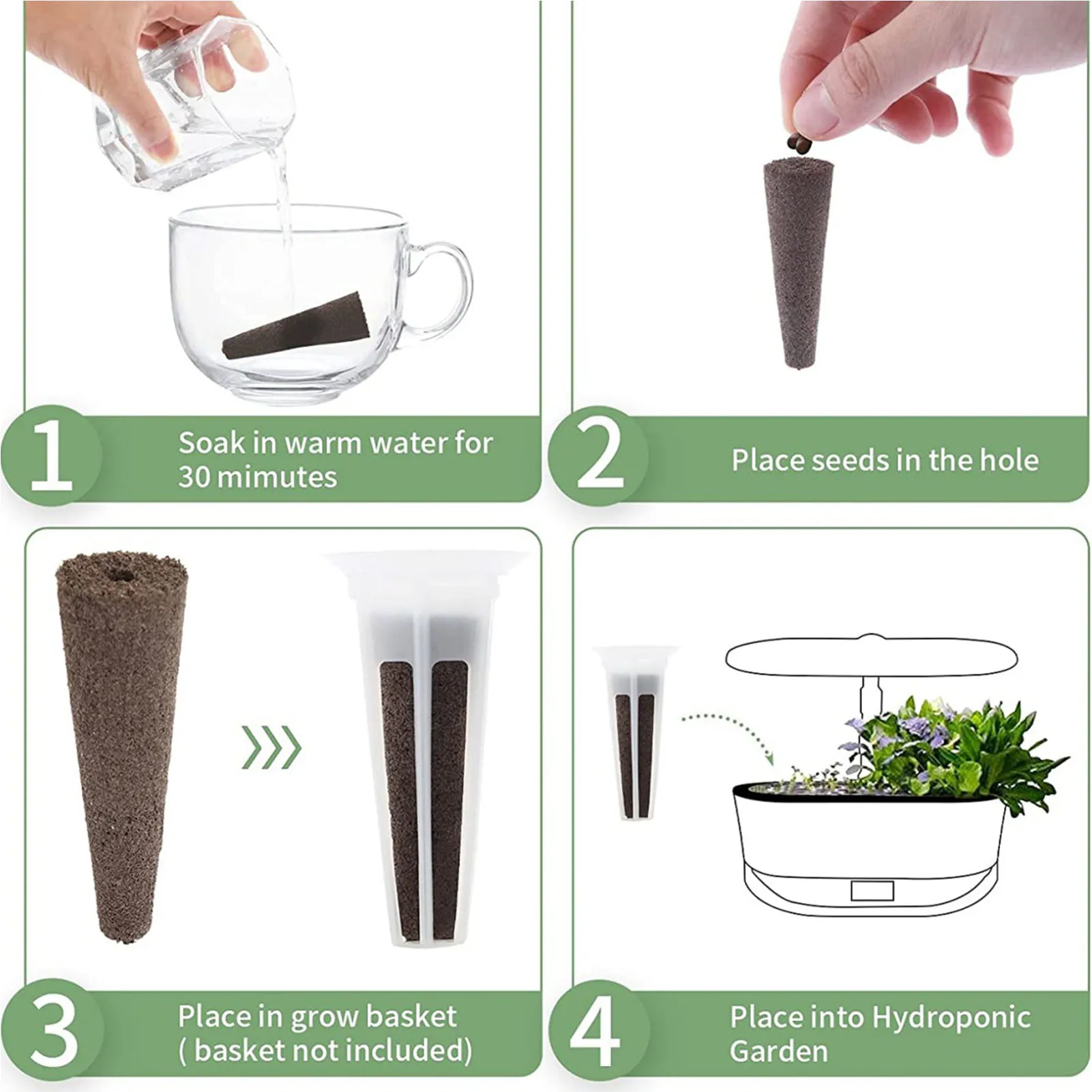 اسفنج نمو جذور البذور ، الشتلات ، بداية البذور المساعد ، المقابس لتعزيز نمو النباتات ، 30 قطعة #6