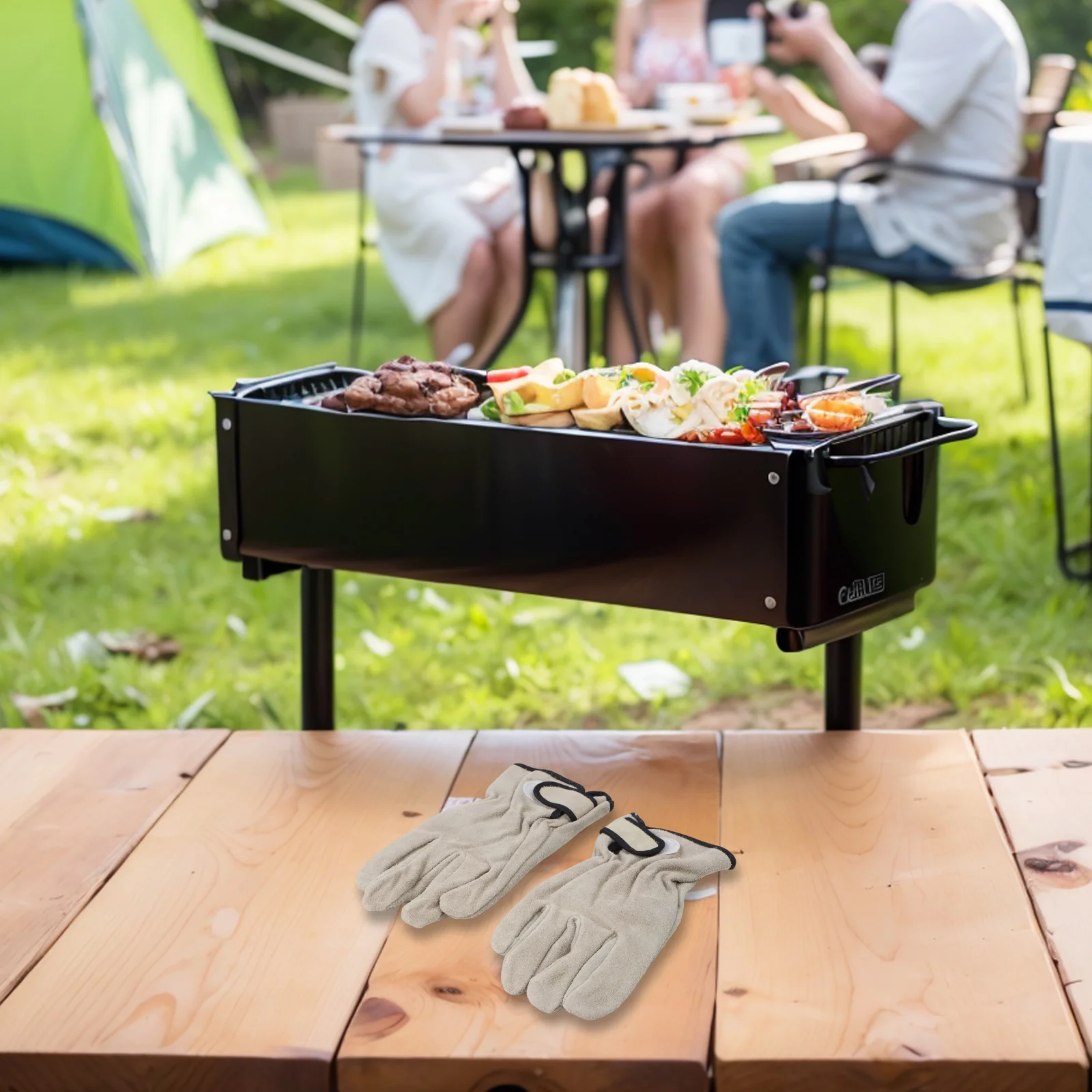 

Comfortable Grilling Mitts BBQ Grill Gloves Bbq Gloves Adjustable Wrist Straps Comfortable Fit Ergonomic Design