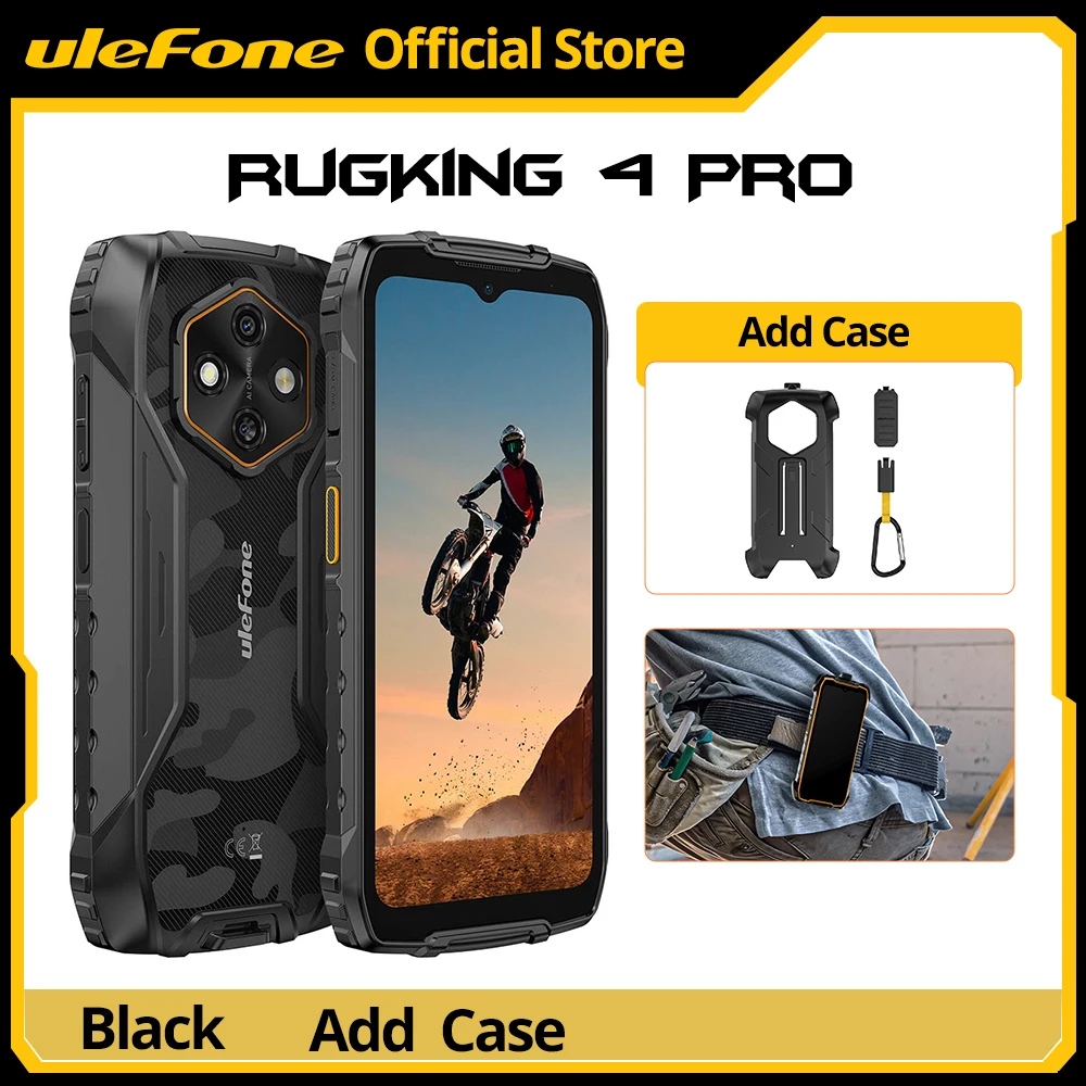 Ulefone RugKing 4 Pro robuuste telefoon Android 15 tot 16 GB + 256 GB waterdichte smartphone 10200 mAh 48 MP camera NFC wereldwijd 6,56" 120 Hz