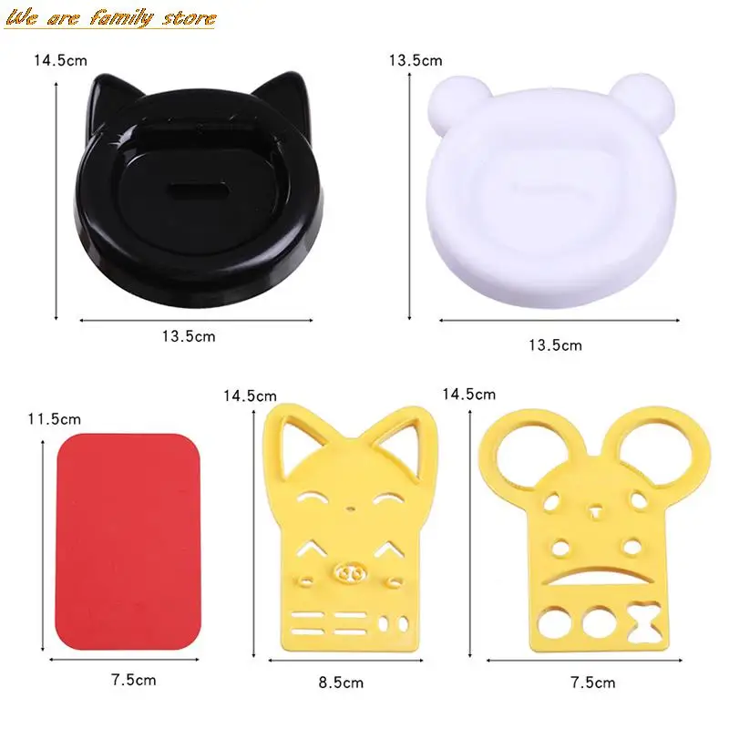 5Pcs Big Mouth Cat Rice Ball Mould Set Cute Cartoon Kids Bento Sushi Nori Rice DIY Mould Creative Kitchen Tools Accessories