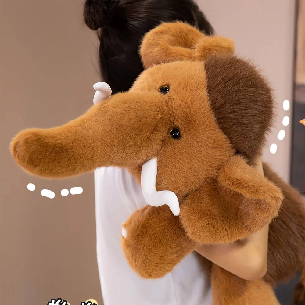 Venta al por mayor de juguete de peluche de mamut simulado de vida silvestre, muñecos de mamut de animales de peluche, peluche esponjoso, decoración del hogar, regalo para Navidad y cumpleaños