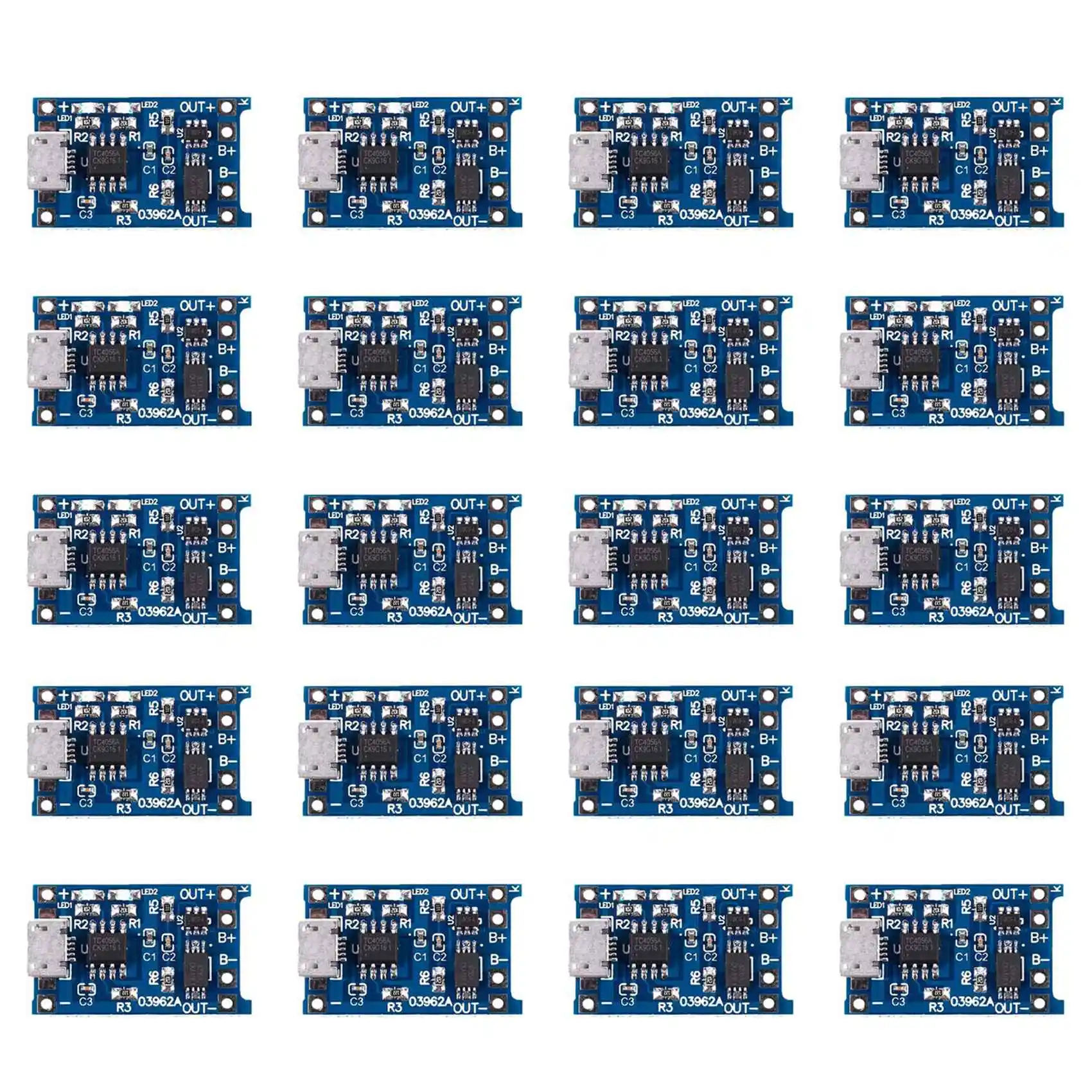 20PCS 18650 Lithium Battery Protection Board TP4056 Charging Board Overcharge and Overdischarge Protection