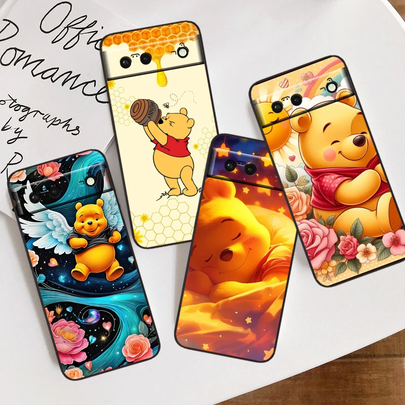 Disney Winnie The Pooh Cool For Google Pixel 9 8 7A 7 6A 6 5A 5 4 4A XL 5G Black Silicon Shockproof Shell Back Phone Case