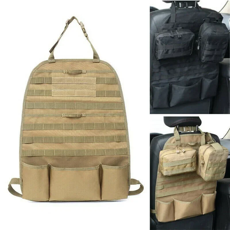 Tactical Molle Car Seat Organizer Storage Bag Car Seat Back Organizer Universal Self-driving Hunting Seat Cover Bag Accessories