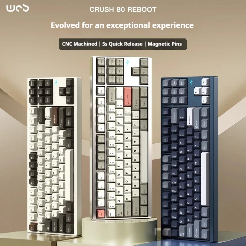 

Механическая клавиатура с алюминиевым корпусом Wob Crush80, настраиваемая, быстрая разборка, беспроводная связь Bluetooth для киберспортивных игр, офисного использования