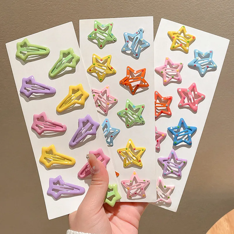 10pcs/set Cute Colorful Star Waterdrop Shape Hair Clips for Girls Children Lovely Hair Decorate Hairpins Kids Hair Accessories