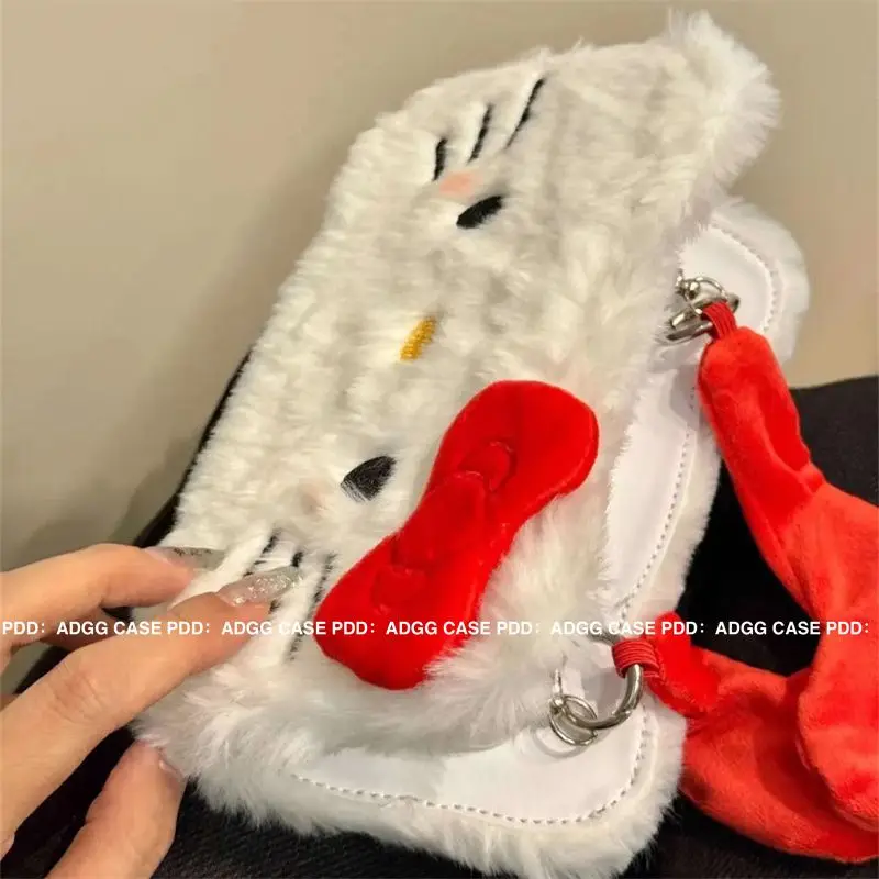 Cartoon Peluche Hello Kitty Custodia per telefono Flip Cover Animale Applicabile 16promax Iphone15 IPhone 13 Nuovo 14 All Inclusive 12 Decor Gift
