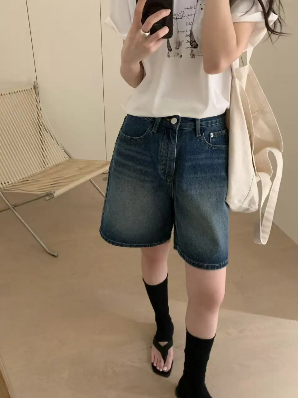 

Женские джинсовые шорты Lilian: повседневные, свободного кроя, с высокой талией, универсальные, в простом стиле, модные, весна-лето, премиум-качество